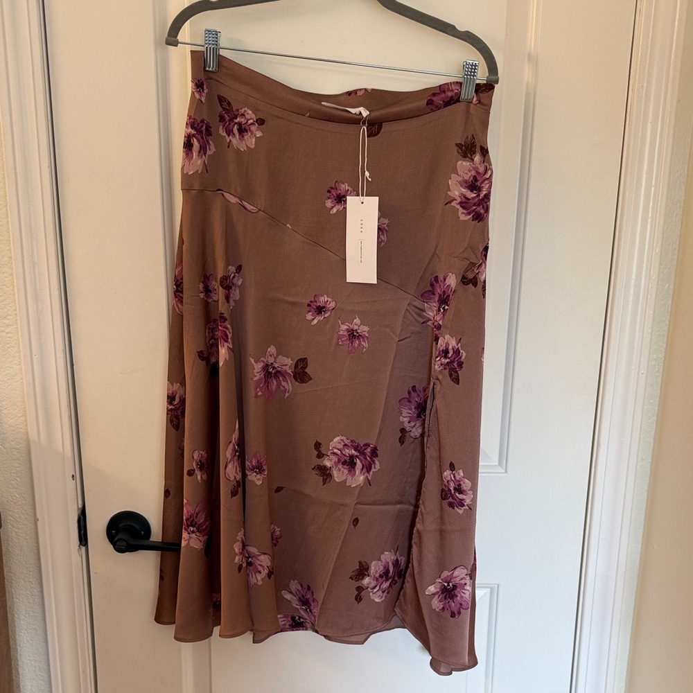 Lush Mauve Floral A-Line Skirt